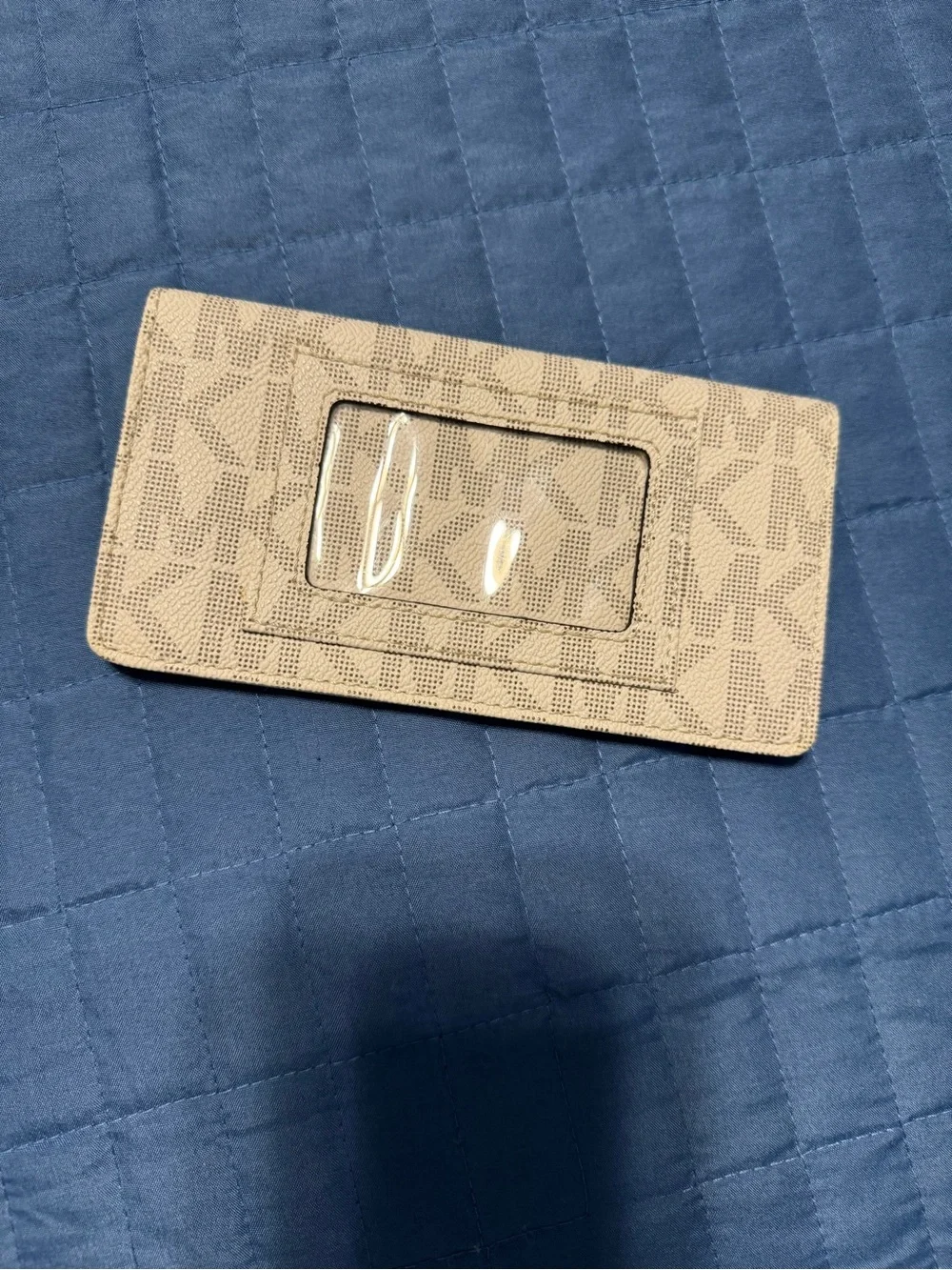 Michael Kors Beige Monogram Checkbook Holder
